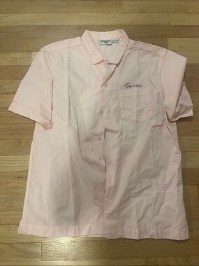 Men’s Service works Embroidered Short-Sleeve Shirt - Light Pink size XL